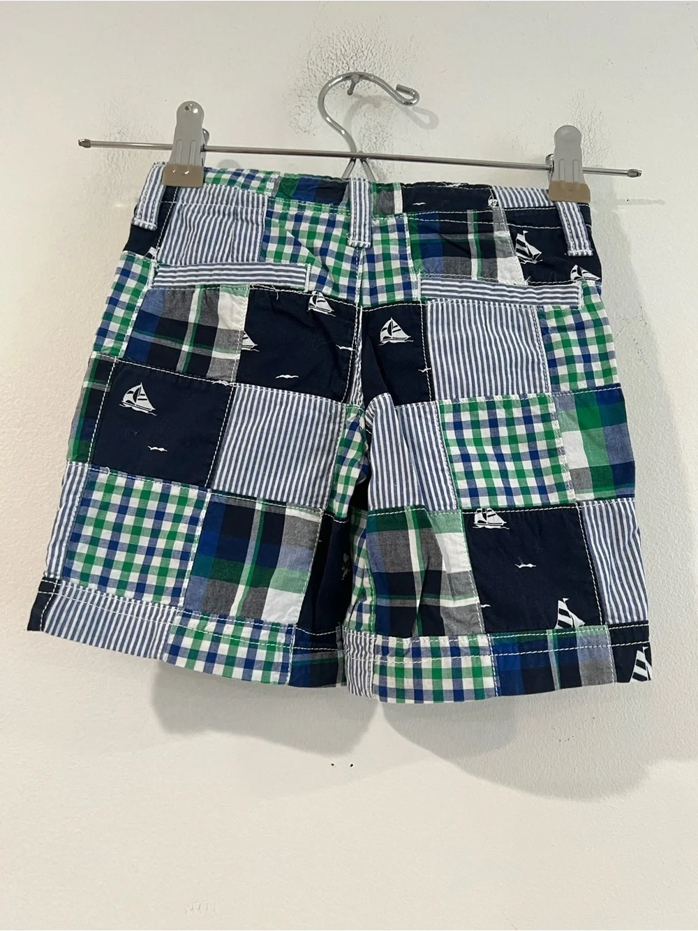 Gymboree Patchwork Plaid Shorts - Navy, Green & White